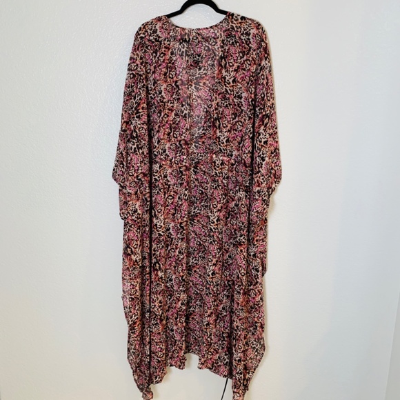 Torrid Leopard Kaftan Womens 3-4X NEW Purple Black Resort Cruise Vacation Flowy - Picture 8 of 10